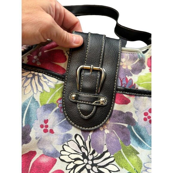 Floral Canvas Shoulder Bag With Leather Accents By Croft & Barrow - Picture 2 of 12